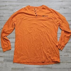 Beretta Firearms Henley Shirt Orange Long Sleeve LG 100% Cotton Guns T-Shirt